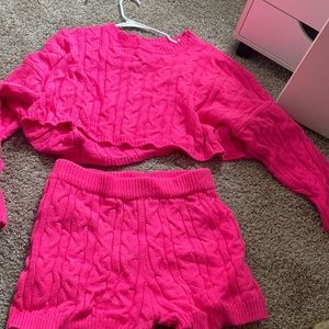 2 Piece Sweater Short Set